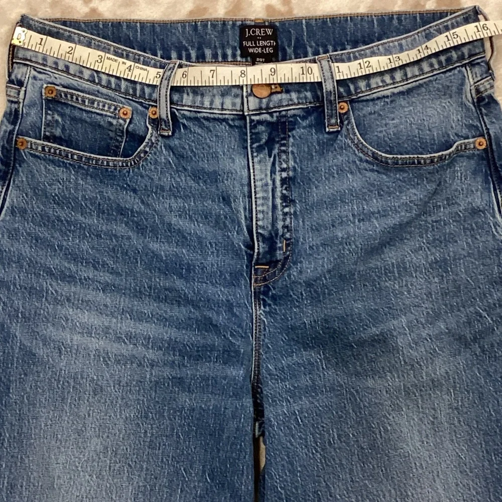 J Crew Medium Wash Full Length Wide-Leg Jeans, Size 29T - Picture 8 of 16